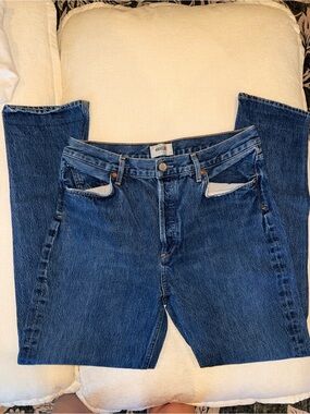 Agolde Women's Dark Blue Straight Leg Jeans